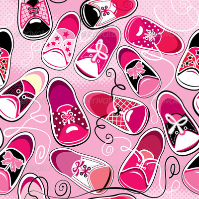 Детский розовый фон с обувью
